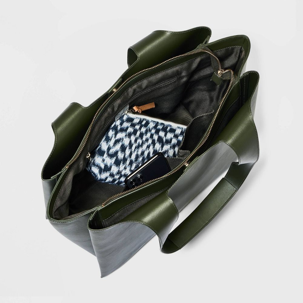 Modern Work Tote Handbag Double Handle Shoulder Bag with Zipper Closure Multiple Compartments Zip Pocket