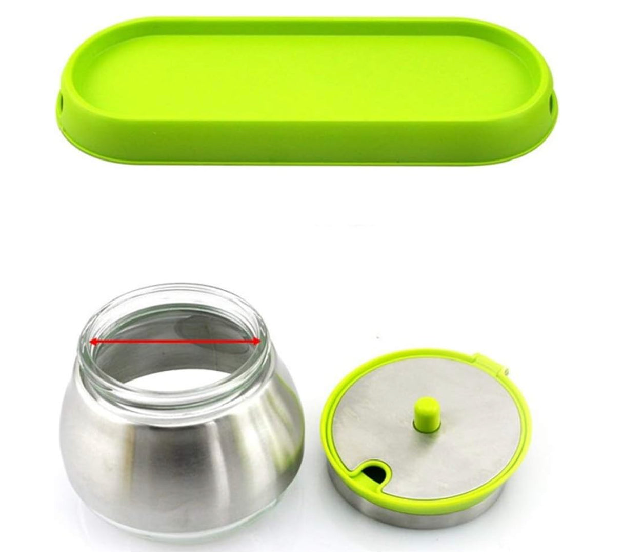 Seasoning Box with Lid, Spice Box Stainless Steel Glass Seasoning Jar Creative