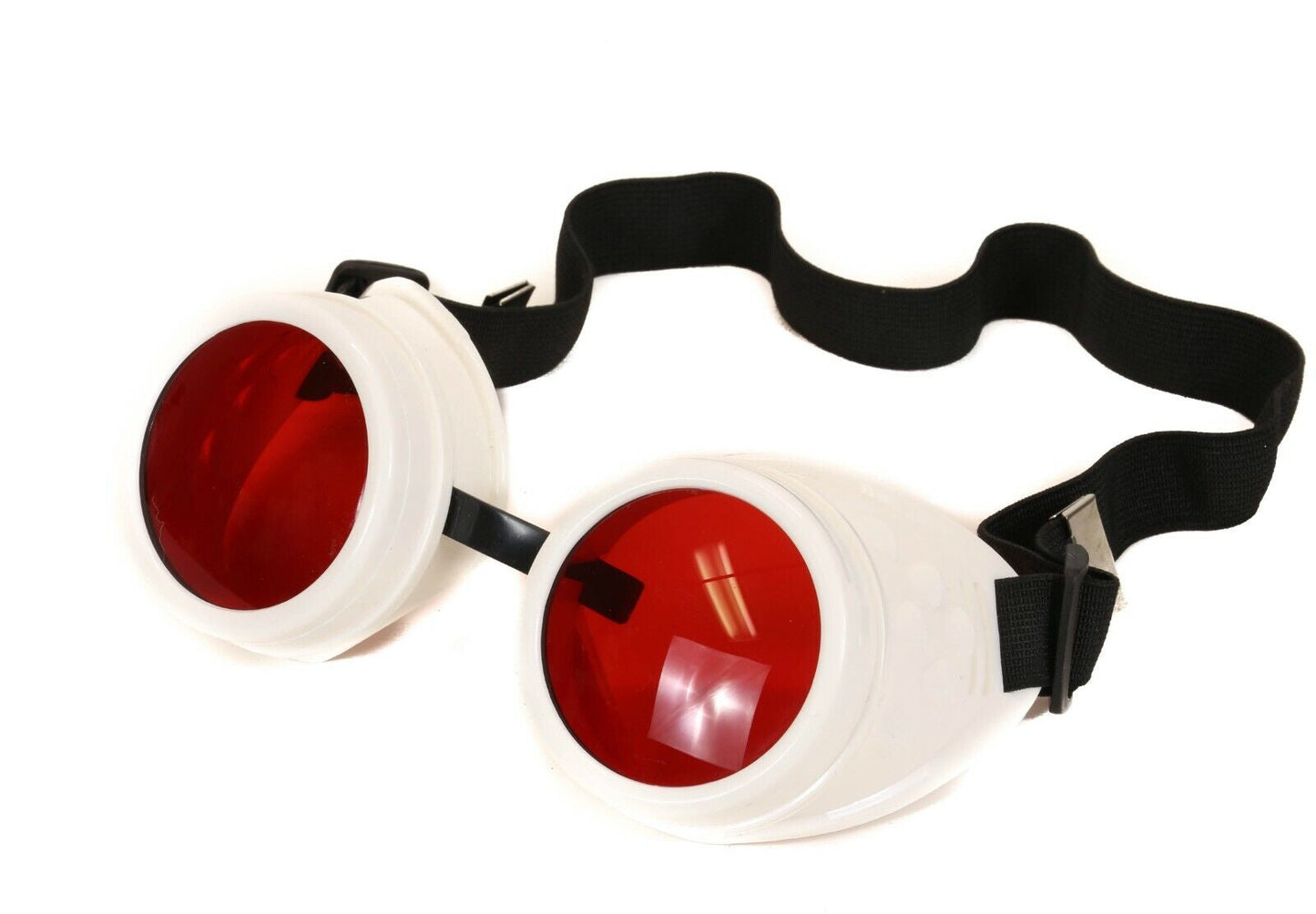steampunk goggles, Red Lens Goggles - Victorian Cyberpunk Welding Glasses, Gothic Cosplay, 3X Lens (Red, Black, Clear)