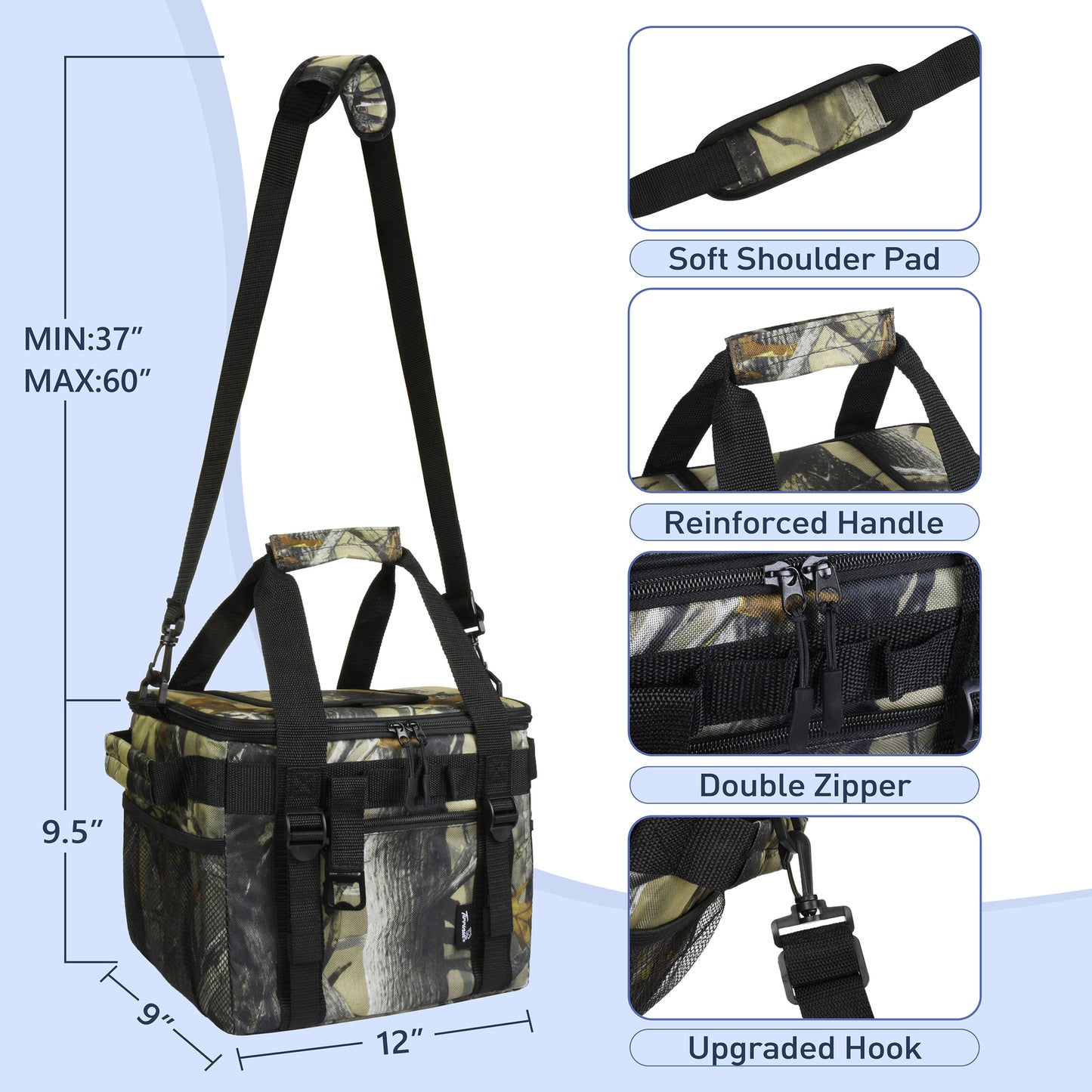 Tirrinia Large Insulated Cooler Bag - Outdoor Leakproof Cooler Tote for Men