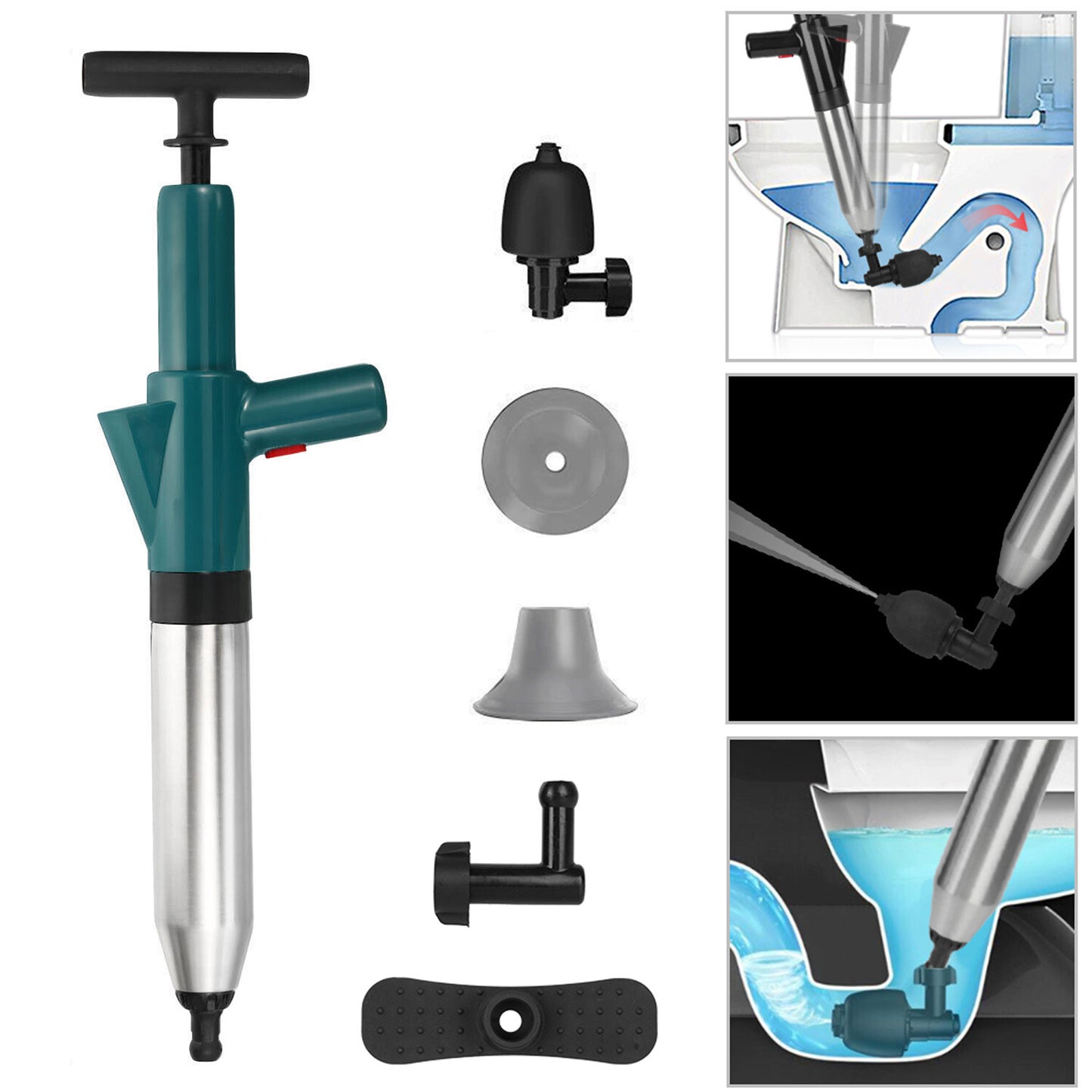 Toilet Plunger Drain Clog Remover Tools High Pressure Air Drain Blaster