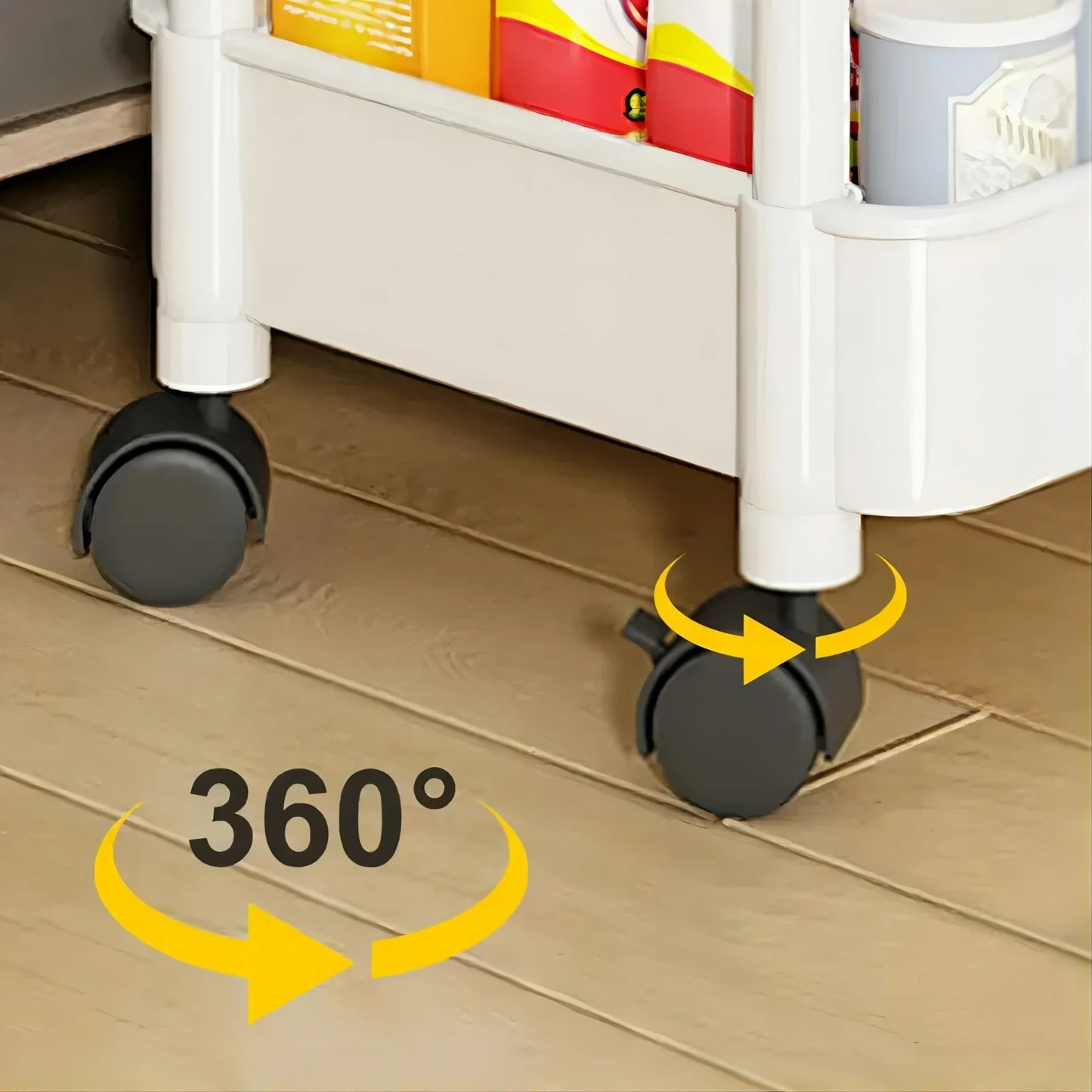 3-Tier Small Rolling Storage Cart Multi Purpose Utility Organizer White PVC