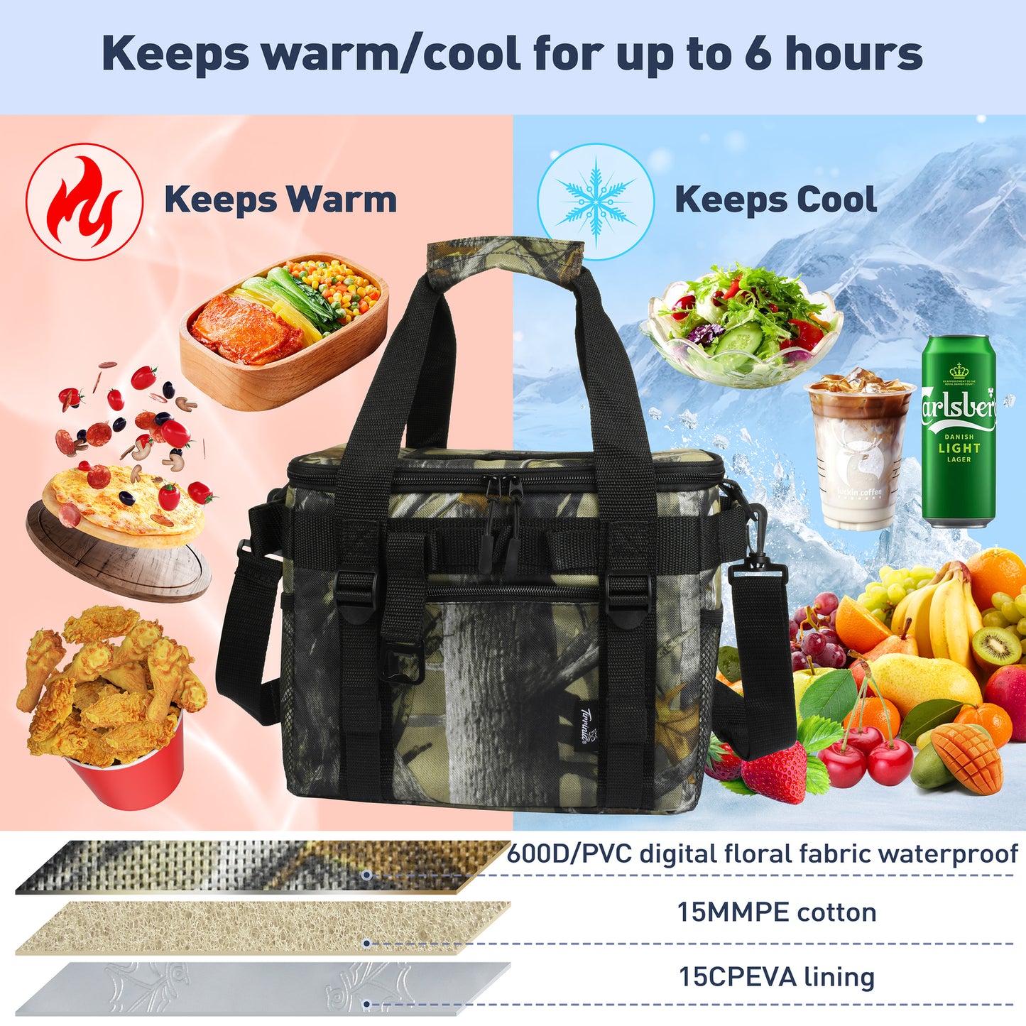Tirrinia Large Insulated Cooler Bag - Outdoor Leakproof Cooler Tote for Men