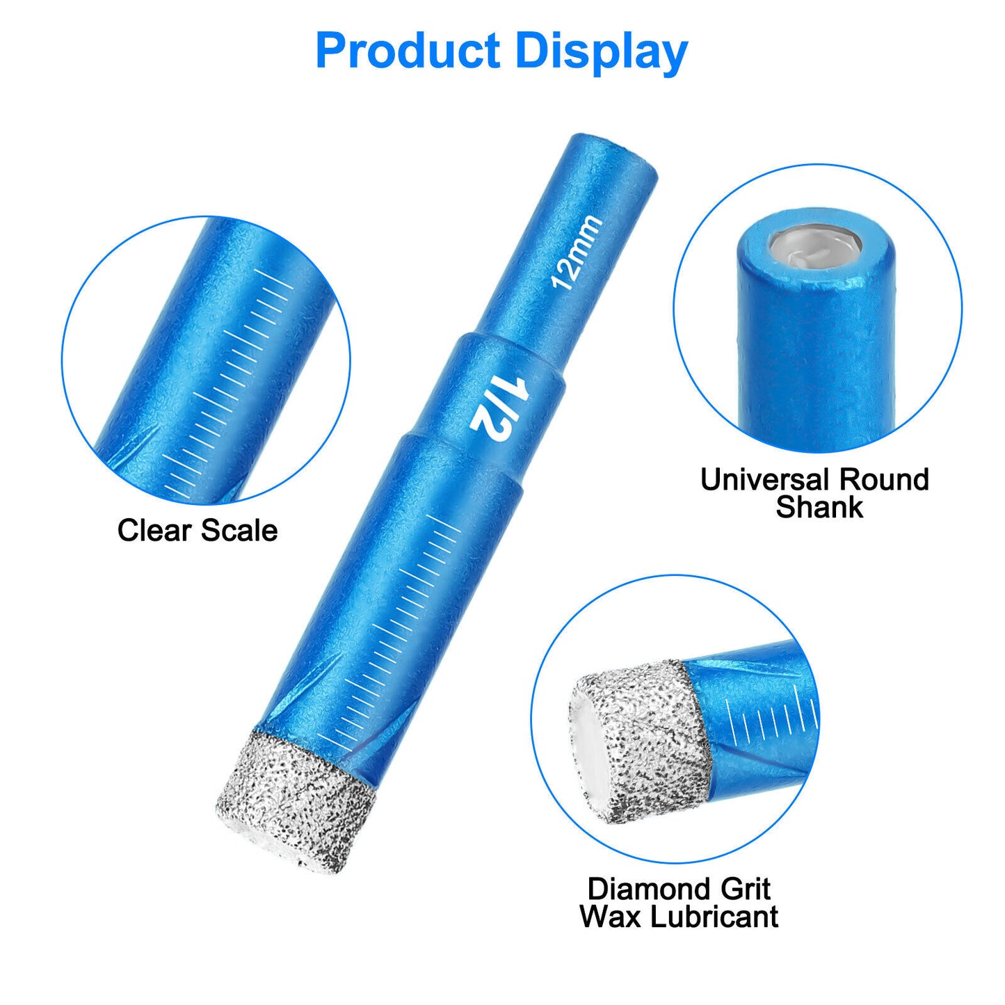 6PCS Dry Diamond Drill Bits Set for Porcelain Ceramic Granite Marble Stone Glass
