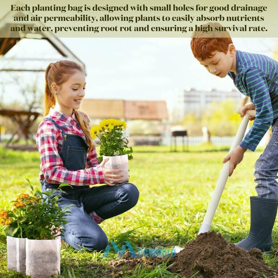 200/400X Plant Grow Nursery Bag Biodegradable Non-Woven Fabric Seed Starters Pot