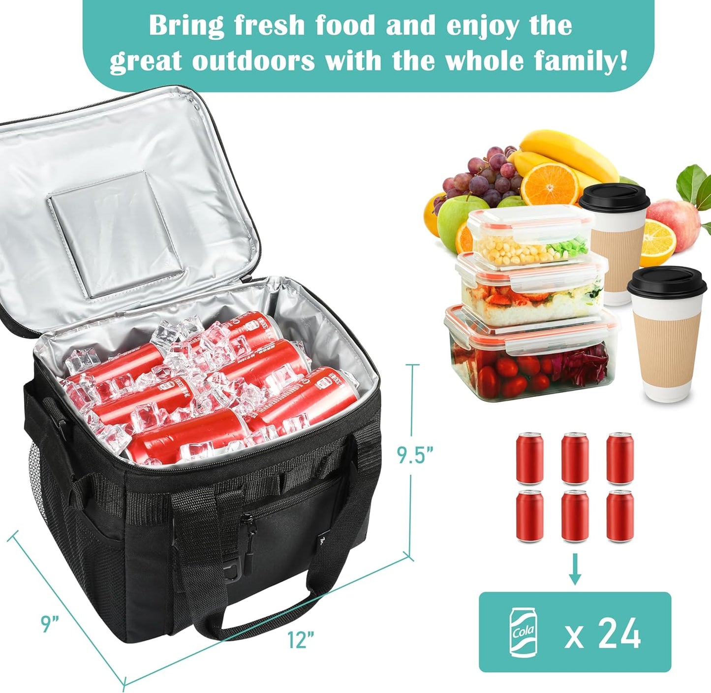 Tirrinia Large Insulated Cooler Bag - Outdoor Leakproof Cooler Tote for Men