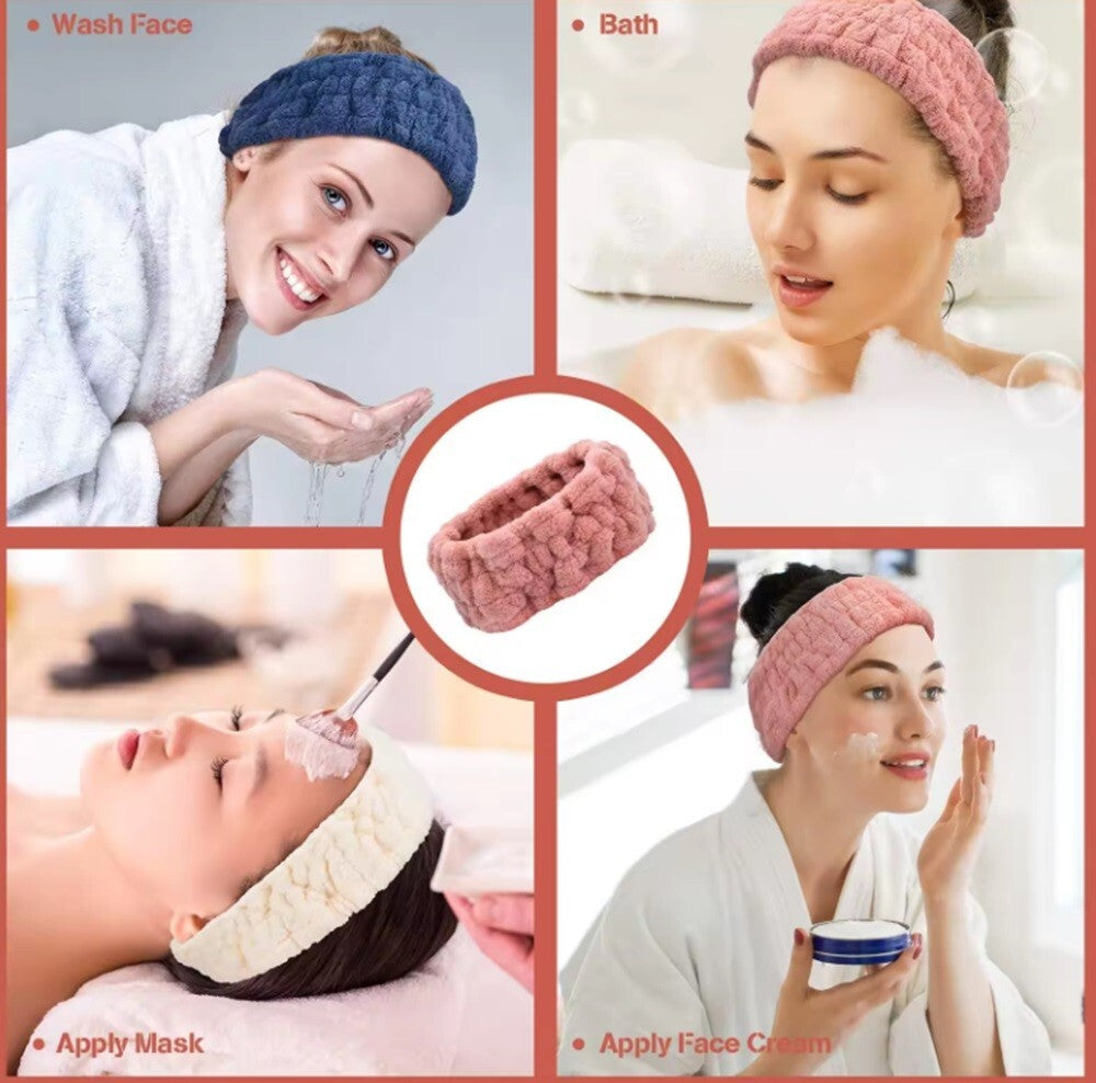 3-Pack Spa Headband for Women – Microfiber Facial Makeup Elastic Hairbands Set