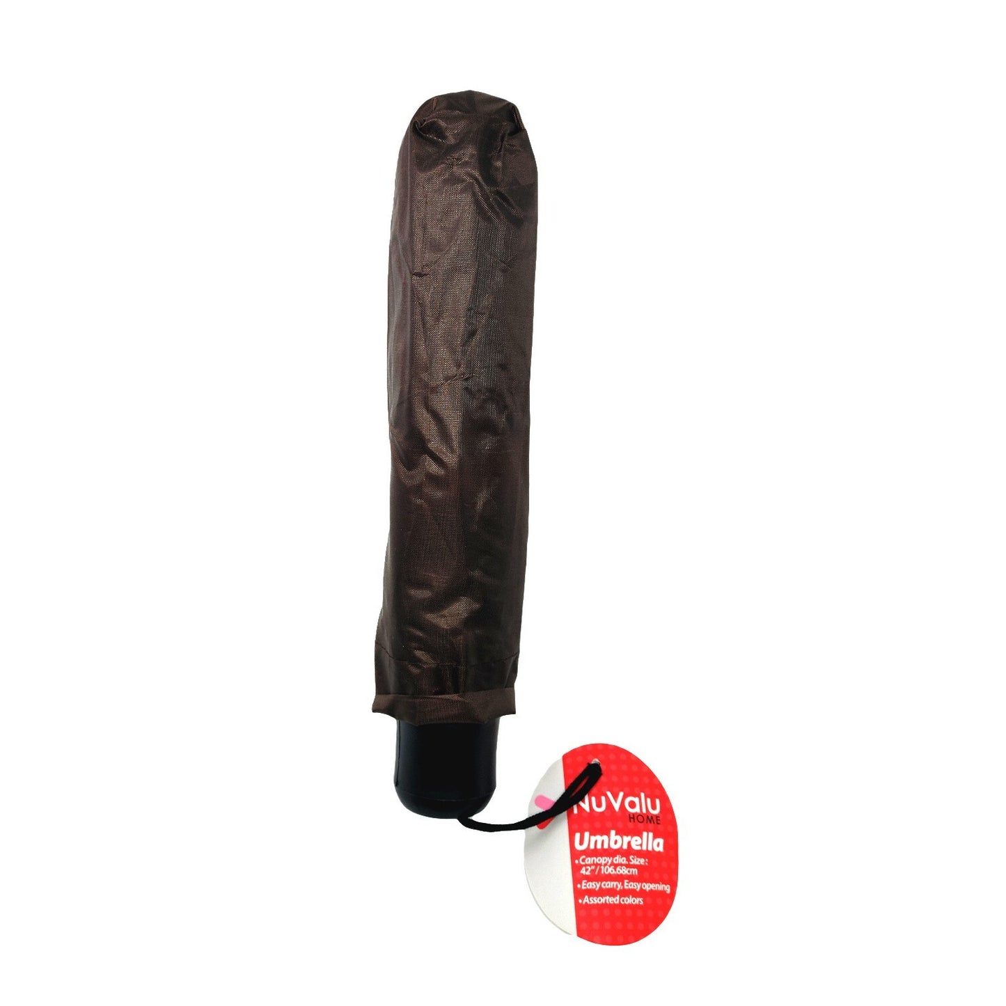 42" Umbrella Large Brown Three Folding Anti-Uv Windproof Big Rain Umbrella