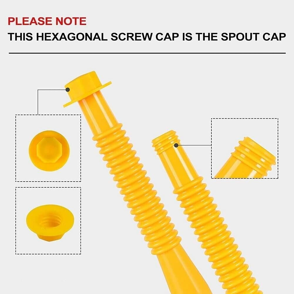 Gas Can Spout Replacement Kit - No Spill Nozzle, Flexible Fuel Spout, Vent Caps & Durable Gasket for 1/2/5/10 Gallon Plastic Gas Cans – Easy Install