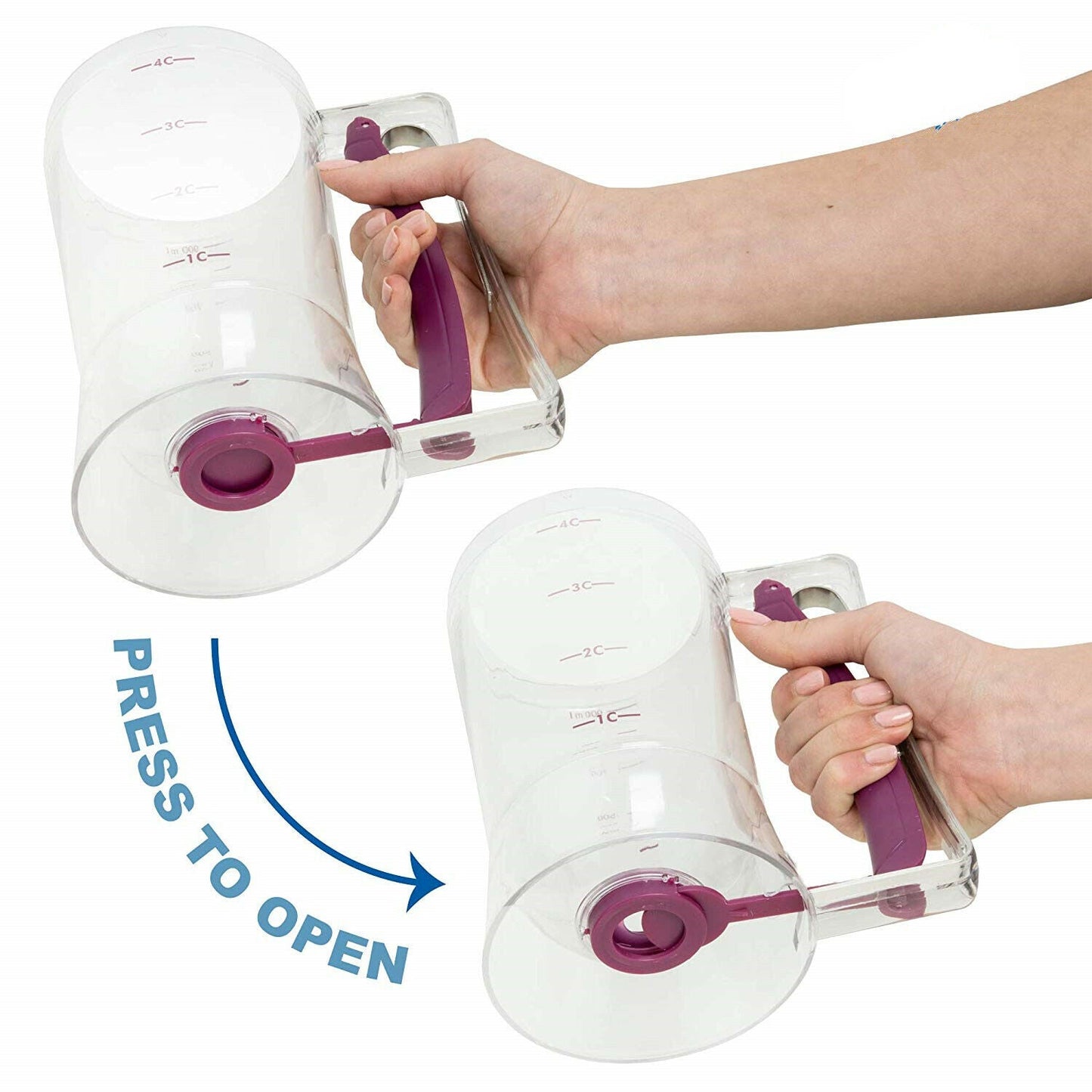 900ML Pancake Batter Dispenser | Easy Pour Measuring Cup for Muffins, Waffles & Cakes No Mess, Precision Control | Kitchen Must-Have Plastic Bakeware