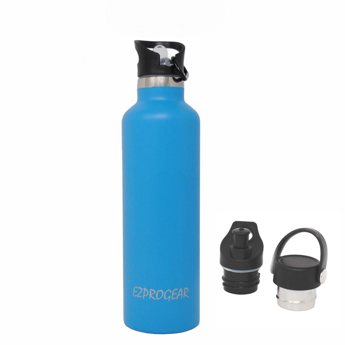 Stainless Steel Vacuum Insulated Double Wall Water Bottle W/3 Lid, Straws, Clip