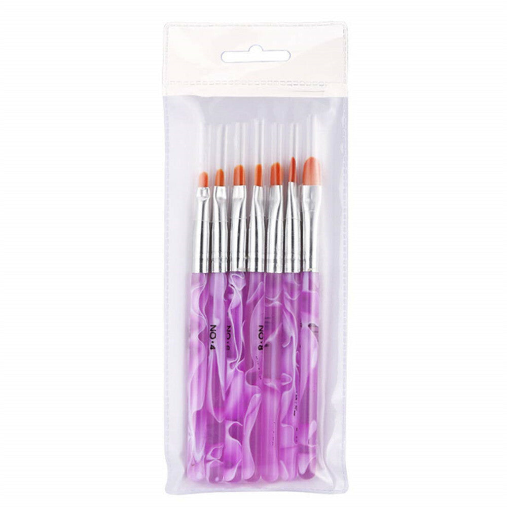 7Pcs Acrylic Nail Art Pen Tips UV Builder Gel Painting Brush Manicure Set Hot US