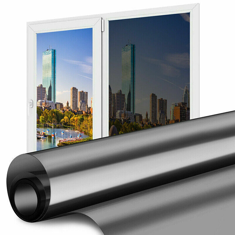One-Way Mirror Window Film Privacy Tint, Heat Control & UV Blocking! Easy Static Cling, No Glue Home & Office Glass Protector – Energy Saver!