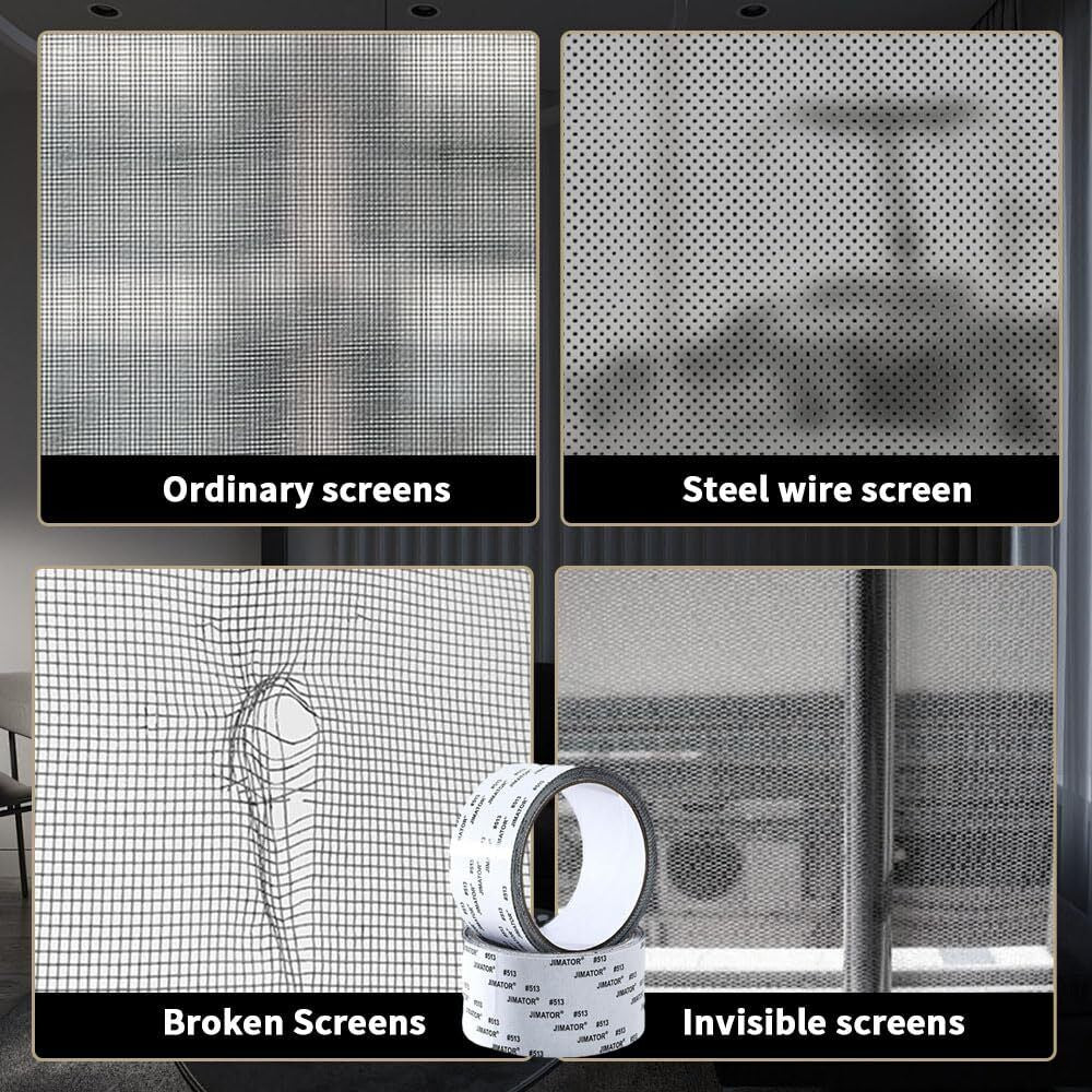 Strong Adhesive Screen Repair Tape - Easy DIY Fix for Window & Door Screens, Mesh, Tents & More | Durable Fiberglass, Waterproof, Cut to Any Size