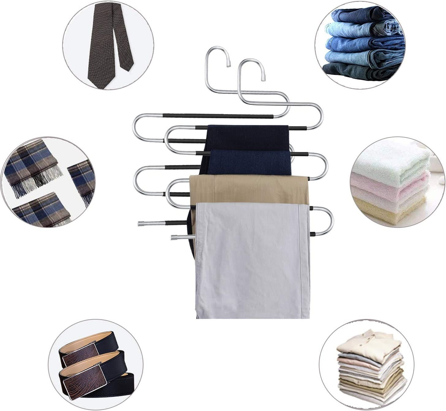 Trousers Hanger 5 Layers S Shape Pants Scarf Hanger Holder Closet Space Saver