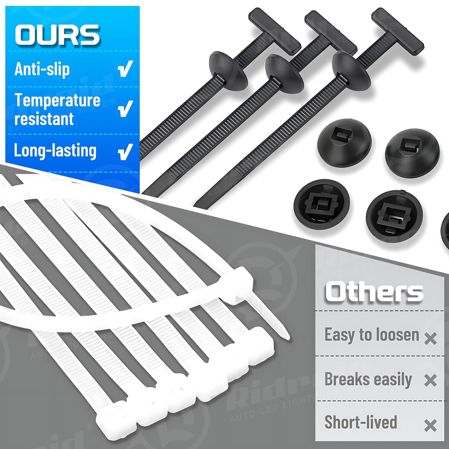 50PCS Nylon Universal Cable Tie Buckle Self-Locking Nylon Zip Ties Holder NEW