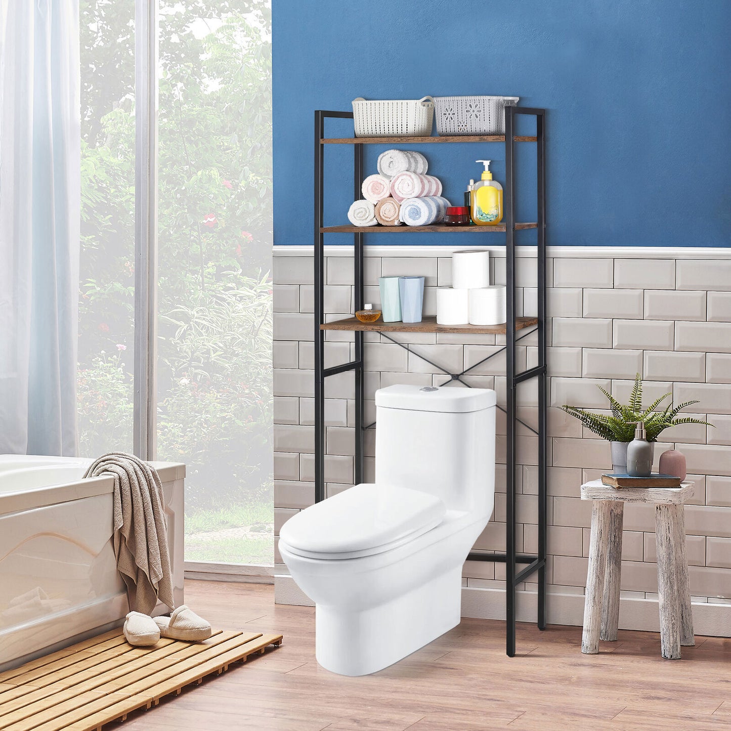 3-Tier Bathroom Storage Shelf over Toilet Rack Organizer Freestanding Shelving