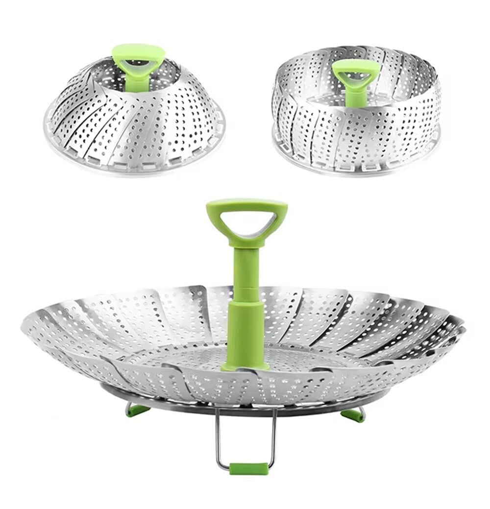 Folding Stainless Steel Steamer Basket 5.5–9″ – Expandable & Dishwasher‑Saf