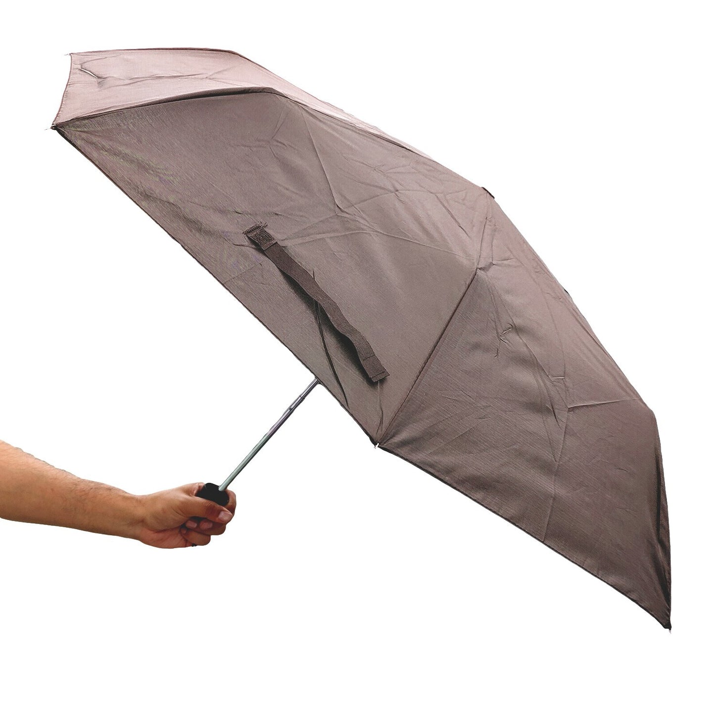 42" Umbrella Large Brown Three Folding Anti-Uv Windproof Big Rain Umbrella