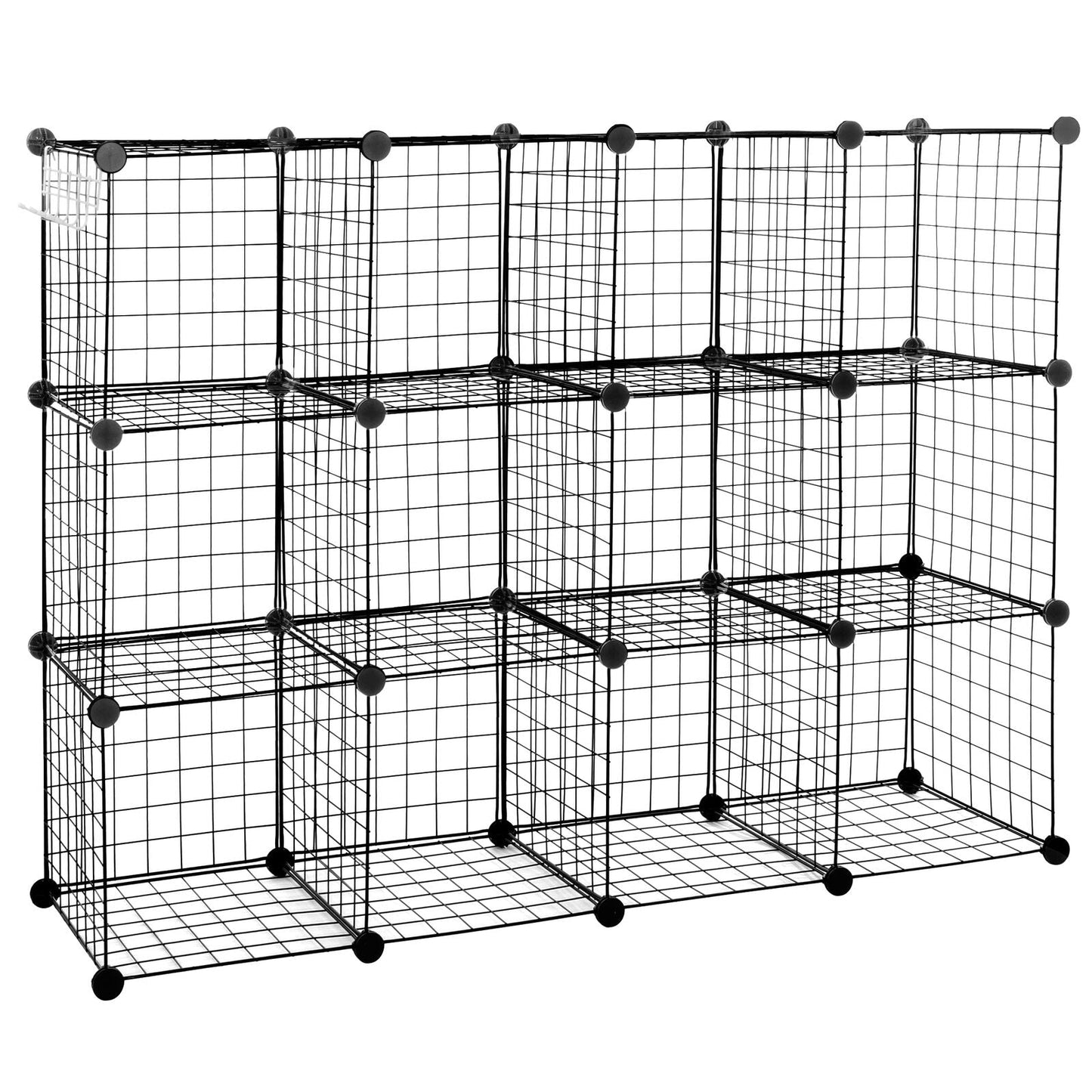 12-Cube Wire Storage Organizer – DIY Metal Bookshelf & Shelving Rack, Living Room, or Closet – Modern Industrial Design, Large Capacity Kitchen Decor