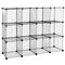 12-Cube Wire Storage Organizer – DIY Metal Bookshelf & Shelving Rack, Living Room, or Closet – Modern Industrial Design, Large Capacity Kitchen Decor