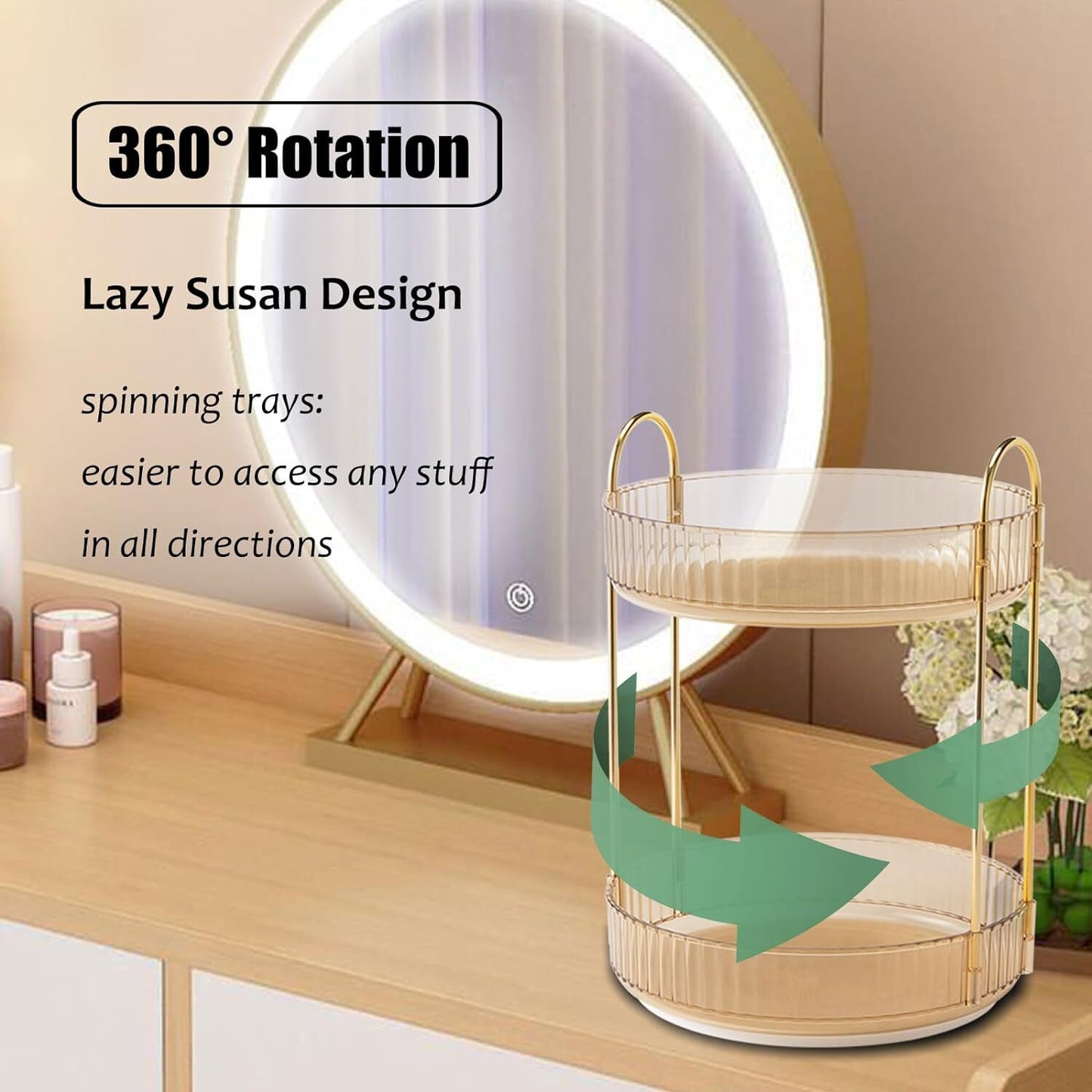 360 Rotating Makeup Cosmetic Organizer Lazy Susan Rack Cosmetic Carousel Storage