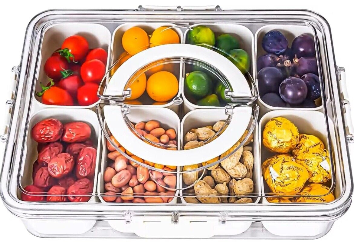 veggie tray, Snack Container with Removable Cups – Portable, Airtight & Stackable for Snacks, Charcuterie, Fruits, Meal Prep & Pantry Kitchen Storage