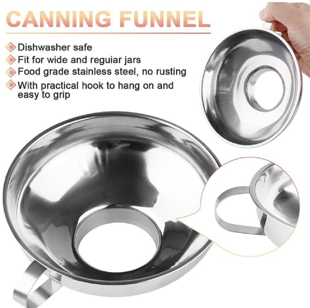 Stainless Steel Canning Funnel Set (2 Pc) – Wide Mouth Funnels for Mason Jars, Jam, Preserves & Kitchen Use | Durable, Rust-Resistant & Easy to Clean