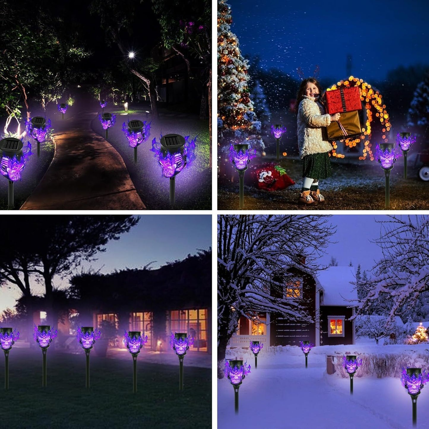 4 PACK Flickering Solar Lights Flame Torch Outdoor Landscape Garden Yard Lights