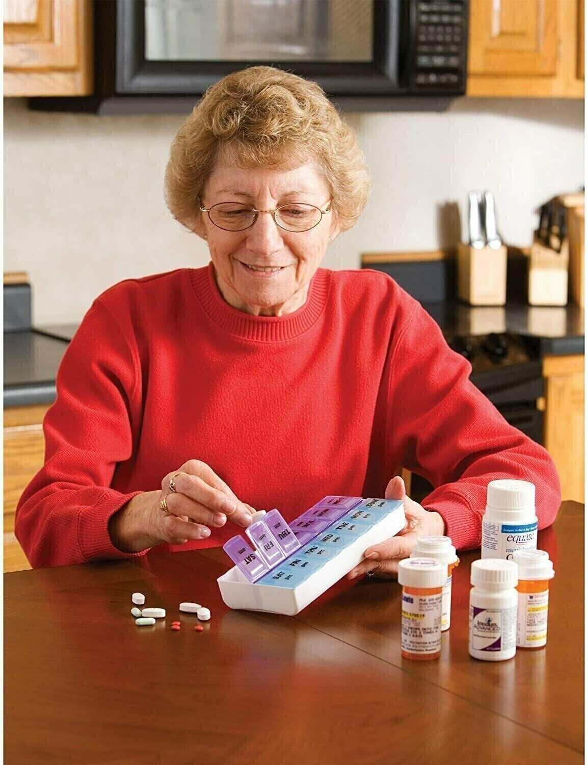 Weekly Pill Box Organizer Twice a Day 7 Day AMPM Organizer Case Medicine 2 Pack