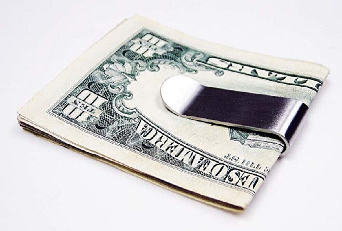 Sleek Stainless Steel Money Clip - Compact & Durable Silver Pocket Holder