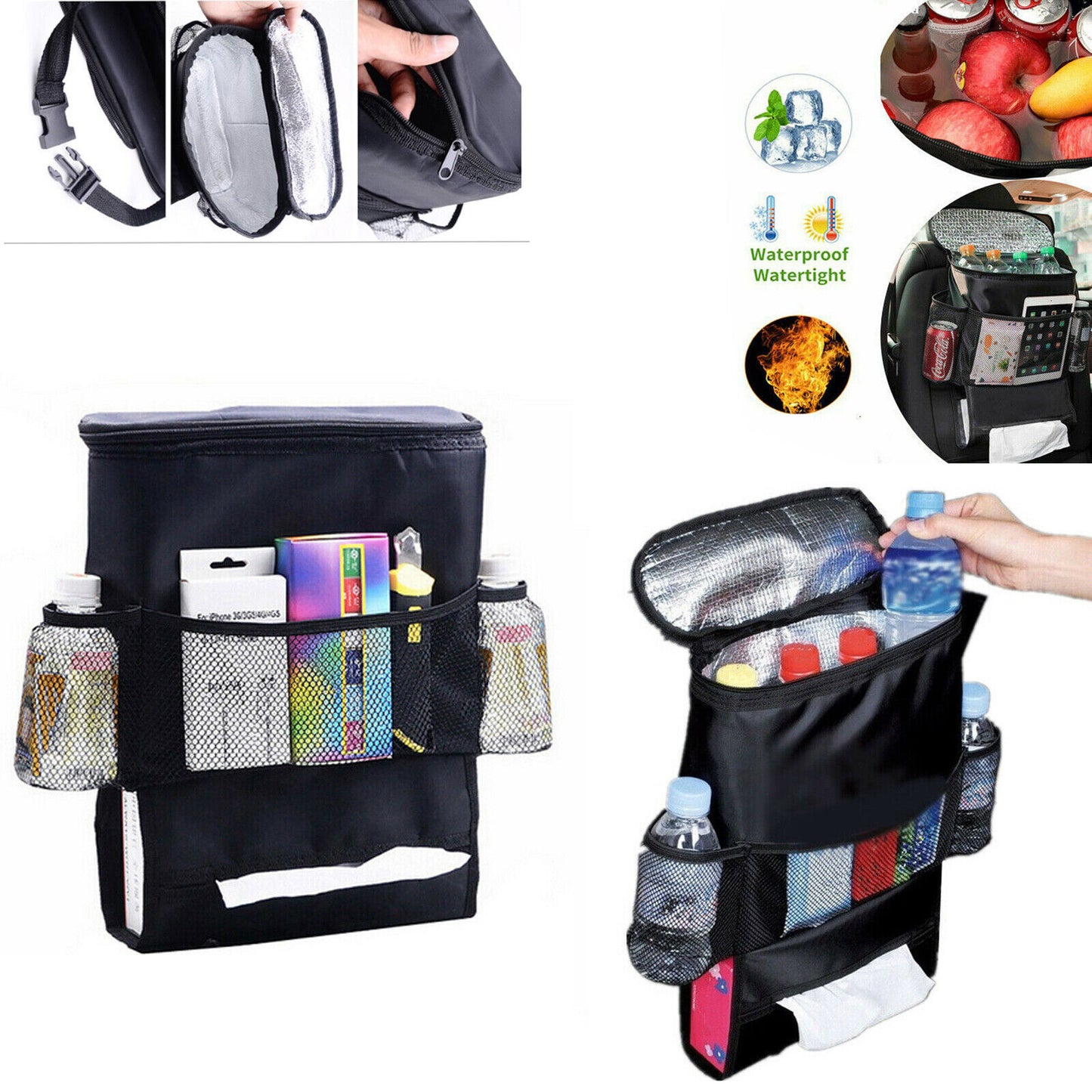 2PC Car Seat Back Hanger Organizer Multi-Pocket Storage Bag Holder Cooler Travel