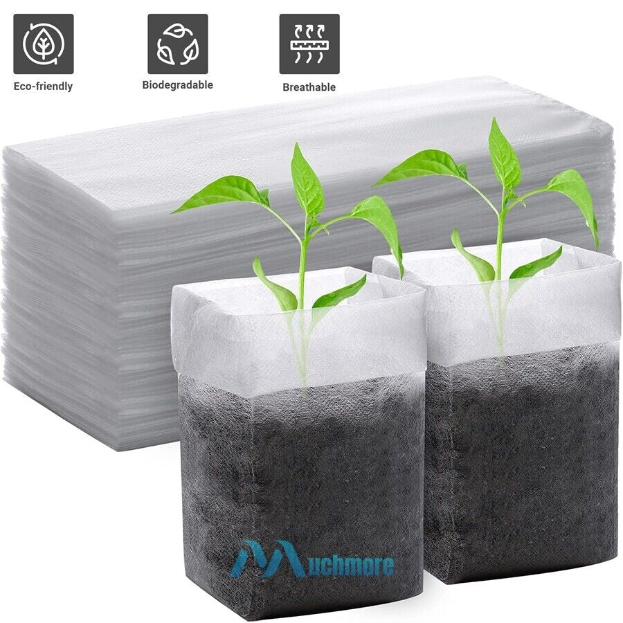 200/400X Plant Grow Nursery Bag Biodegradable Non-Woven Fabric Seed Starters Pot
