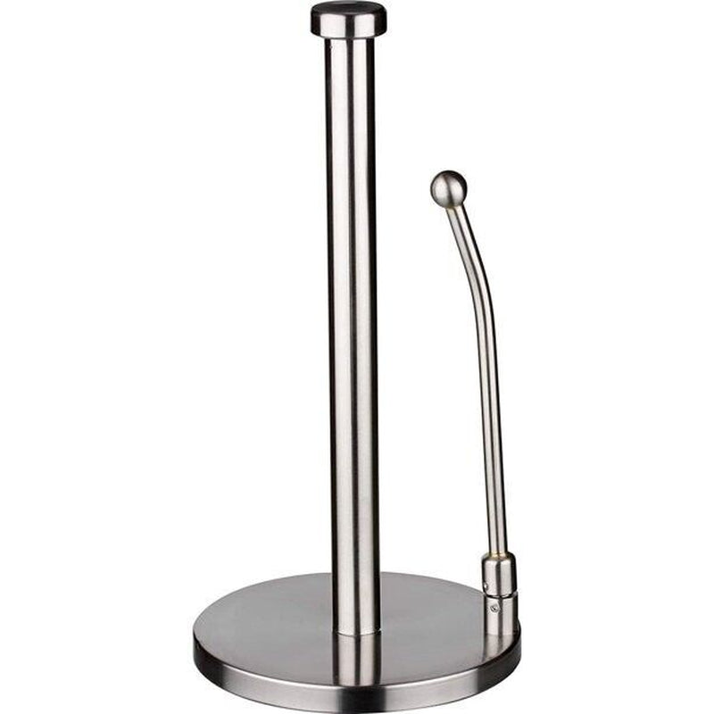 Trending Jumbo Stainless Steel Paper Towel Holder | Adjustable Spring Arm, One-Hand Use, Modern Free-Standing Design for Kitchen & Bathroom