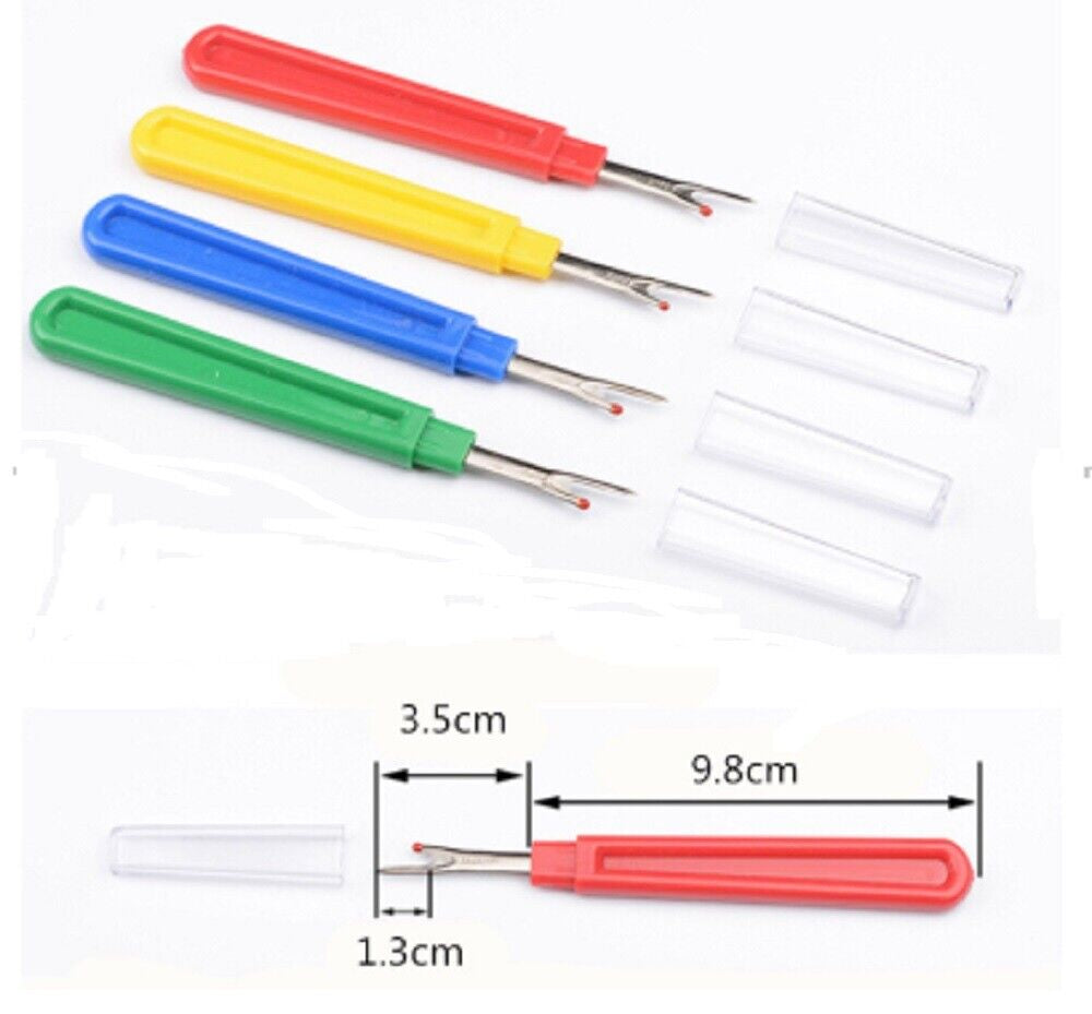 4 Stitch Ripper Set - Seam Cutter Remover W Plastic Handle for Sewing & Craft L