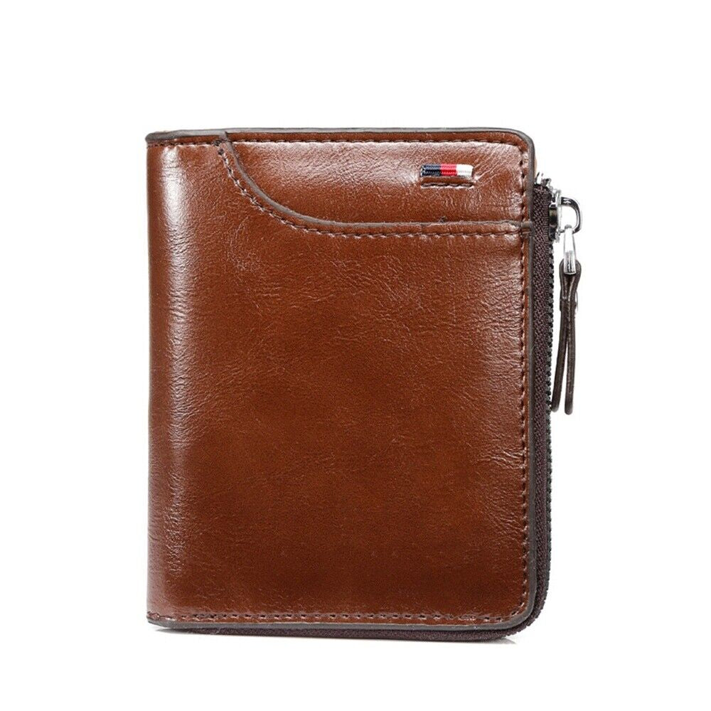 Men’s Wallet RFID Blocking – Leather Credit Card & ID Holder, Waterproof Zipper Purse, Slim & Stylish Design for Secure Everyday Carry!