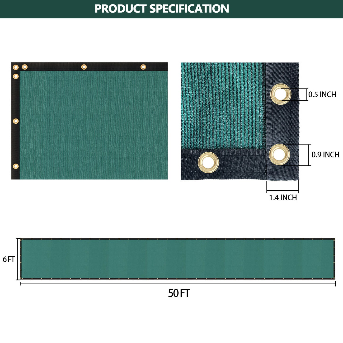 6Ft X 50 Privacy Fence Screen Garden Yard Windscreen Mesh Shade Cover Green