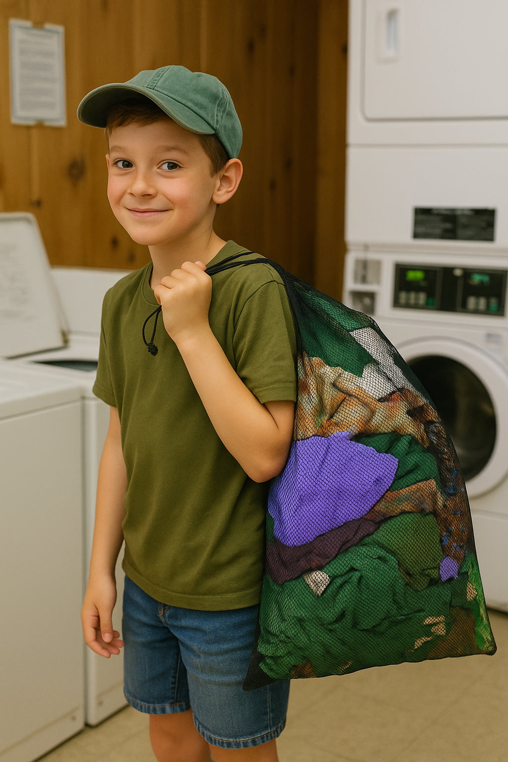 2-Pack Black Mesh Laundry Bags – Drawstring, Multi-Purpose for Toys & Sports
