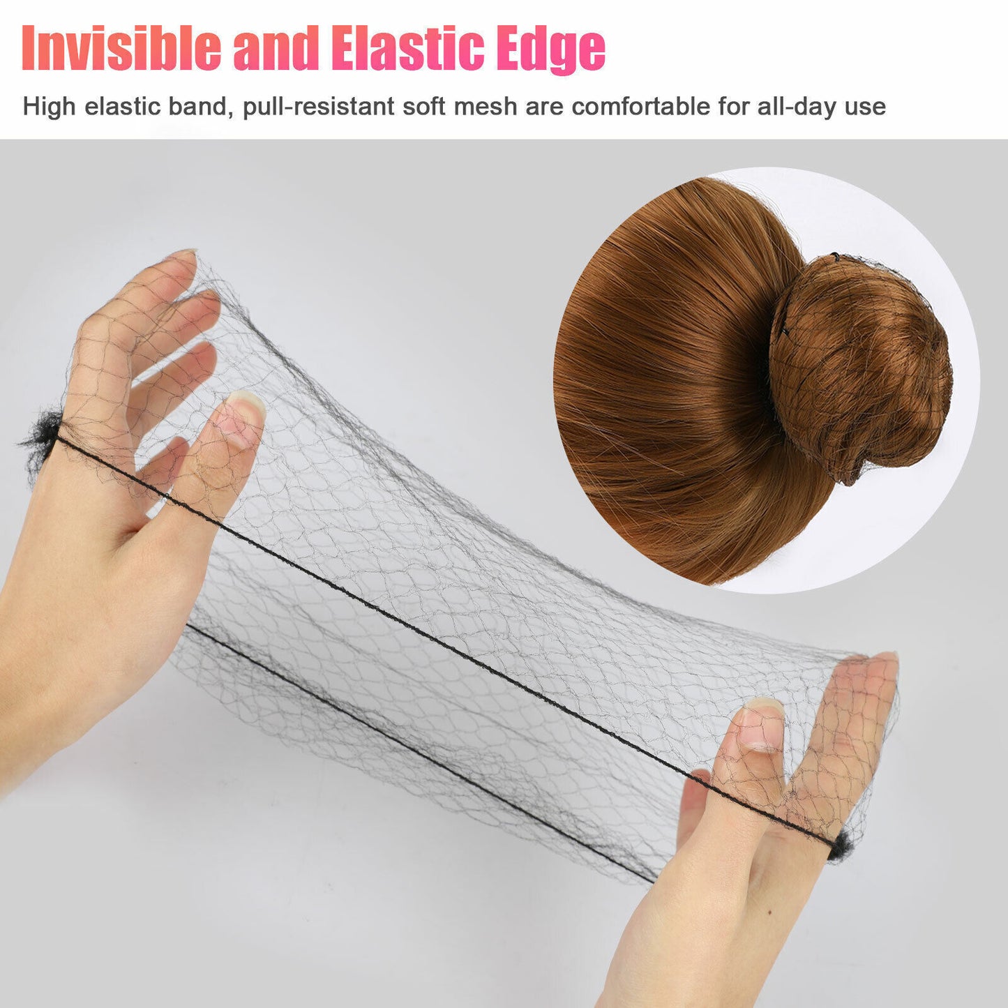 100/200PCS Invisible Hair Net Elastic Edge Mesh Hairnets Sport Bun Cover Snood