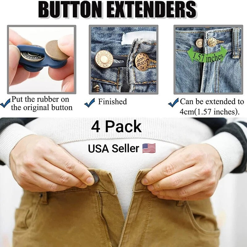 4PCS Expander Button Pants Waist Extender Metal Adjustable Retractable for Jeans