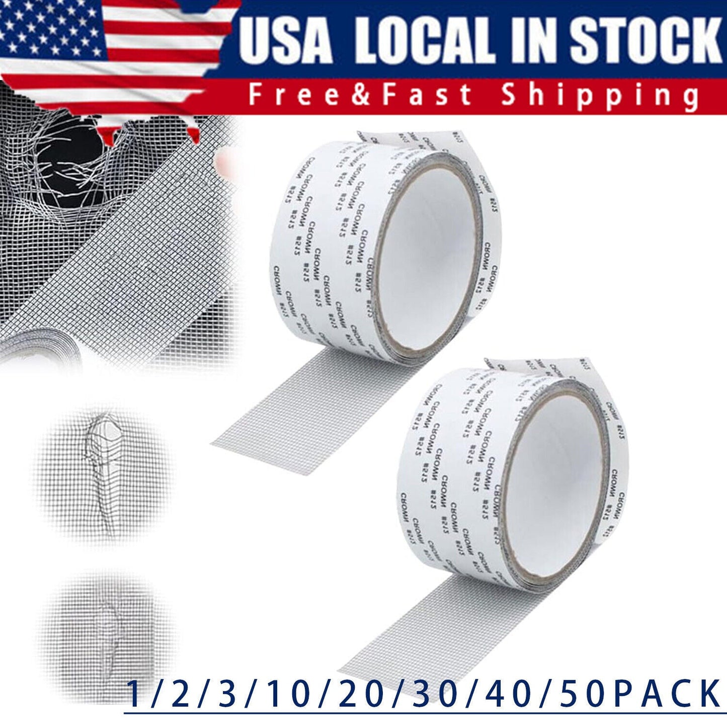 Strong Adhesive Screen Repair Tape - Easy DIY Fix for Window & Door Screens, Mesh, Tents & More | Durable Fiberglass, Waterproof, Cut to Any Size