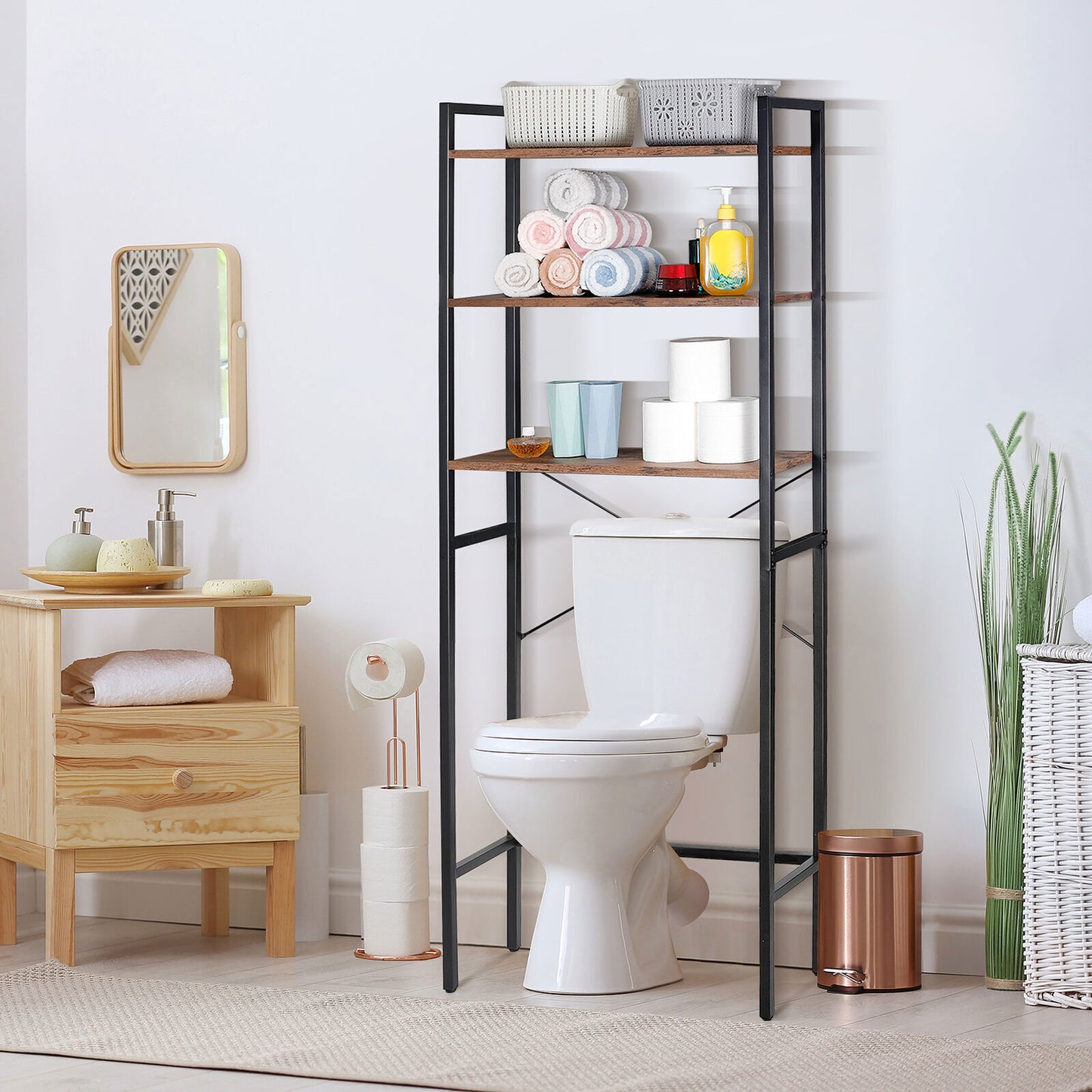 3-Tier Bathroom Storage Shelf over Toilet Rack Organizer Freestanding Shelving