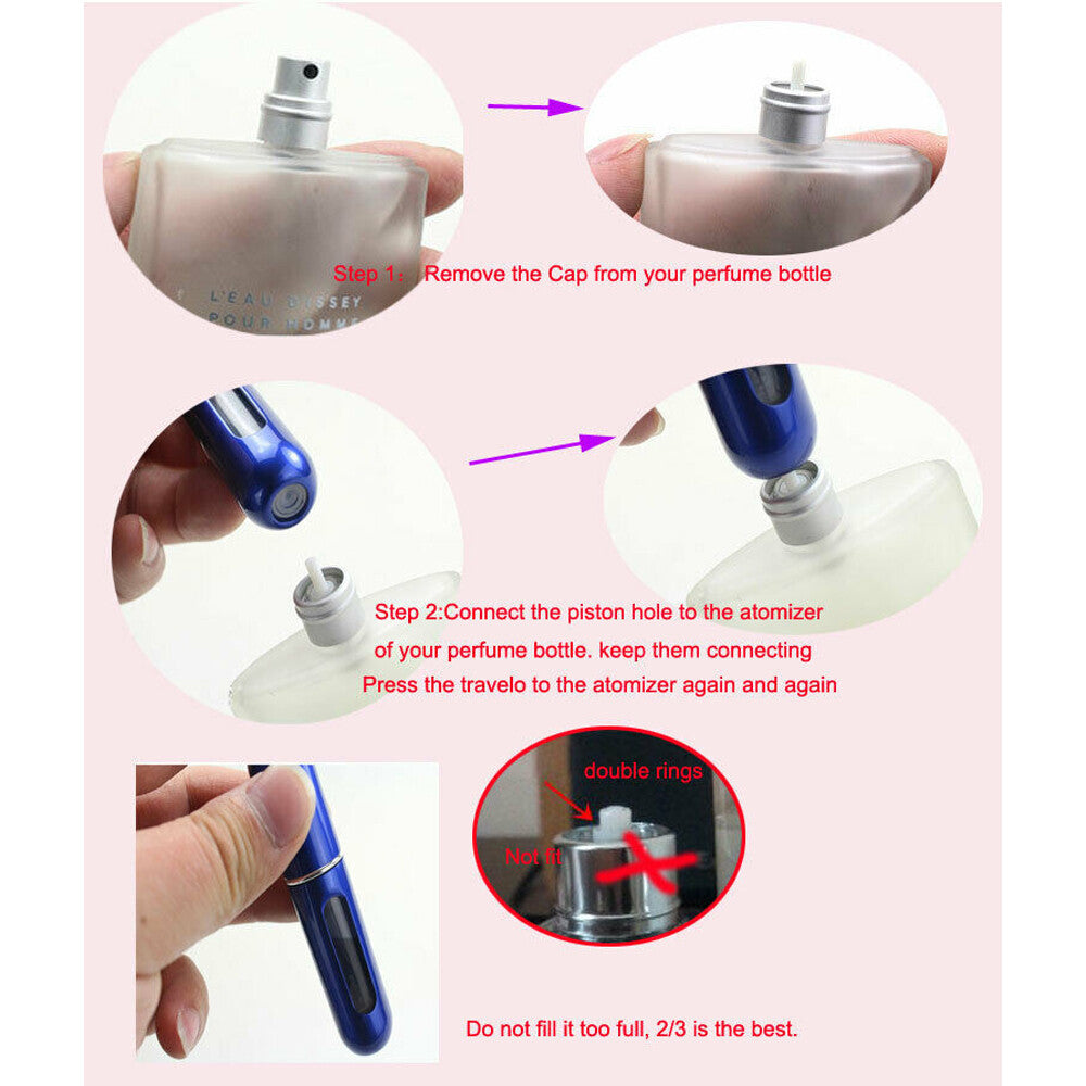5Pcs Mini Travel Perfume Atomizer Bottle Spray Pump Case Refillable Portable US