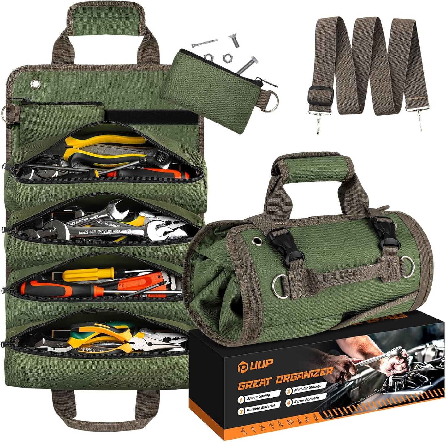 Ultimate Upgraded Tool Roll Bag for Efficient Organization | Large Capacity, Compact, Water-Resistant, and Perfect Gift for Dad Portable Tools home