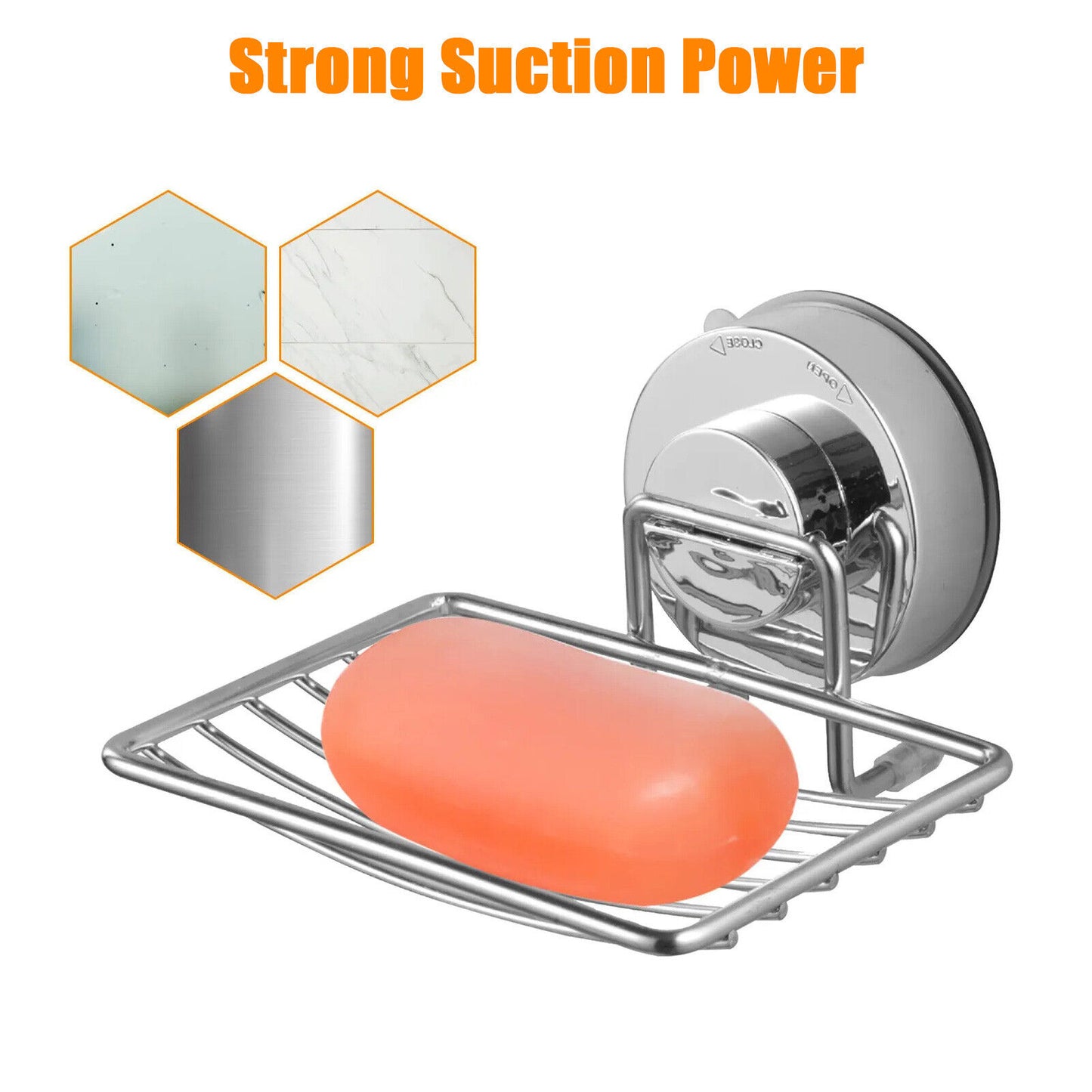 Stainless Steel Soap Dish Mounted Wall Holder Bathroom Shower Basket Storage Box