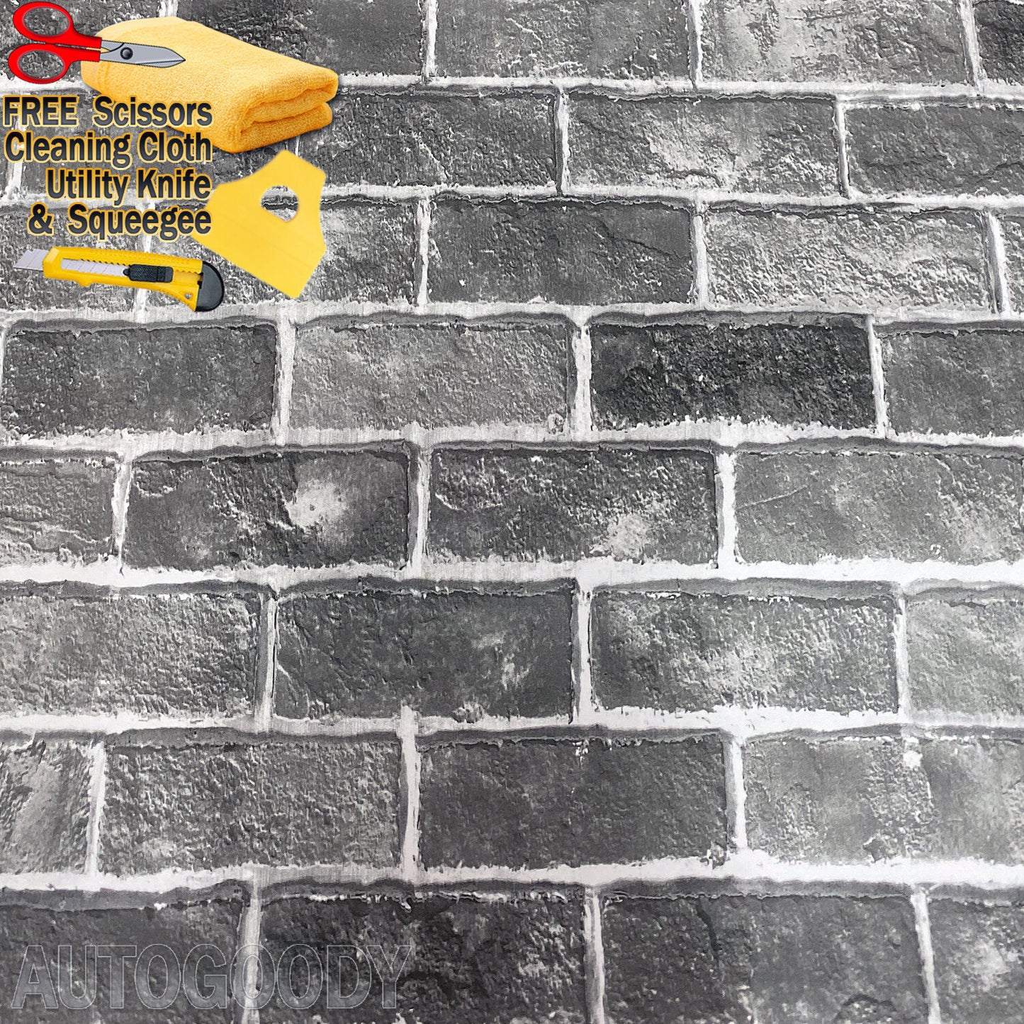3D Brick Stone Wallpaper Background Vinyl Film Sticker Peel-And-Stick Gray Dark