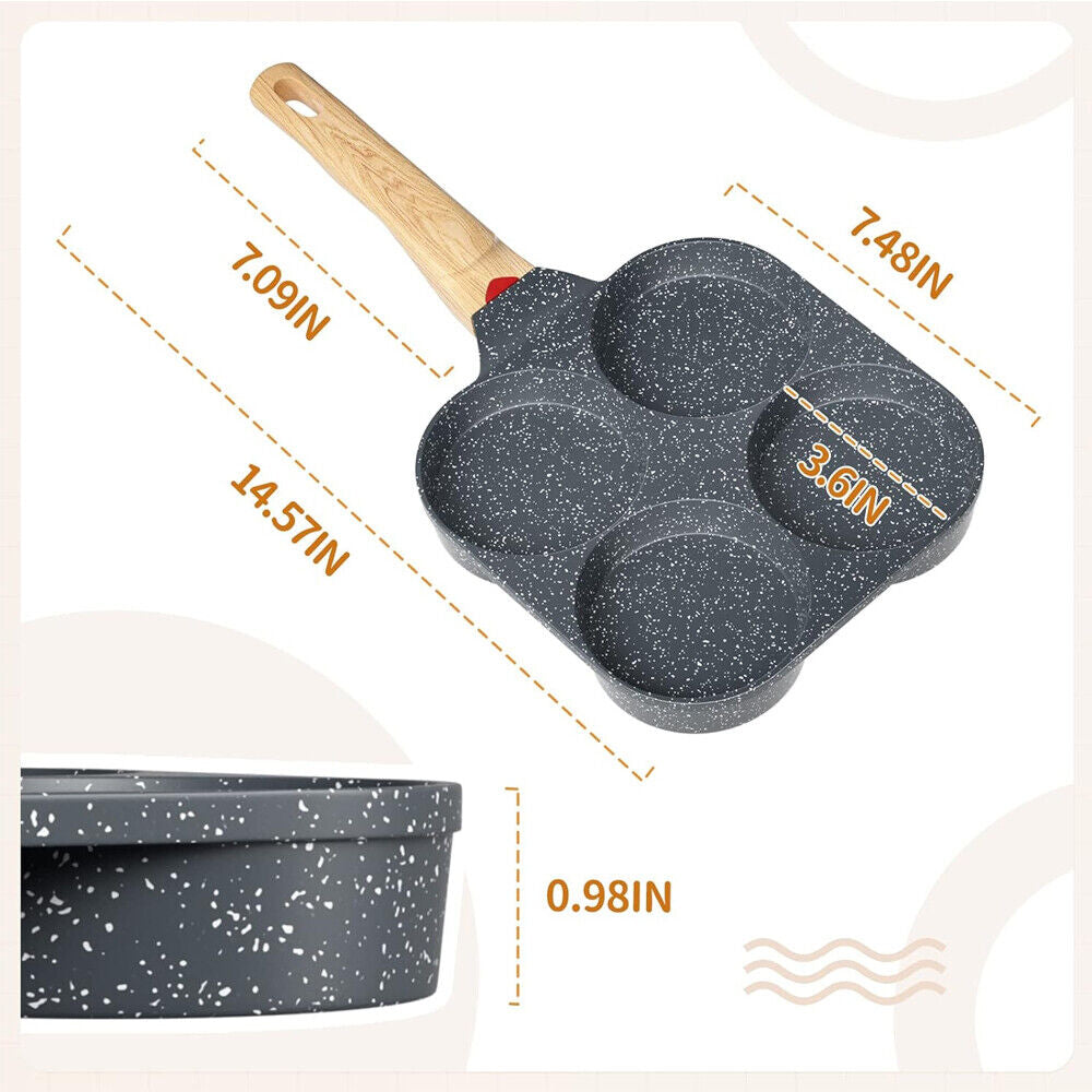 4-Cup Nonstick Egg Pan for Quick Breakfast | Compact, Easy Clean, Pancakes & Eggs Made Simple | No Mess Kitchen Essential