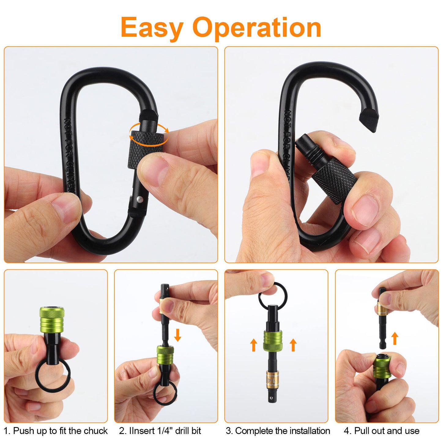 6Pcs 1/4" Hex Shank Quick Release Keychain Drill Bit Holder Set for Screwdrivers