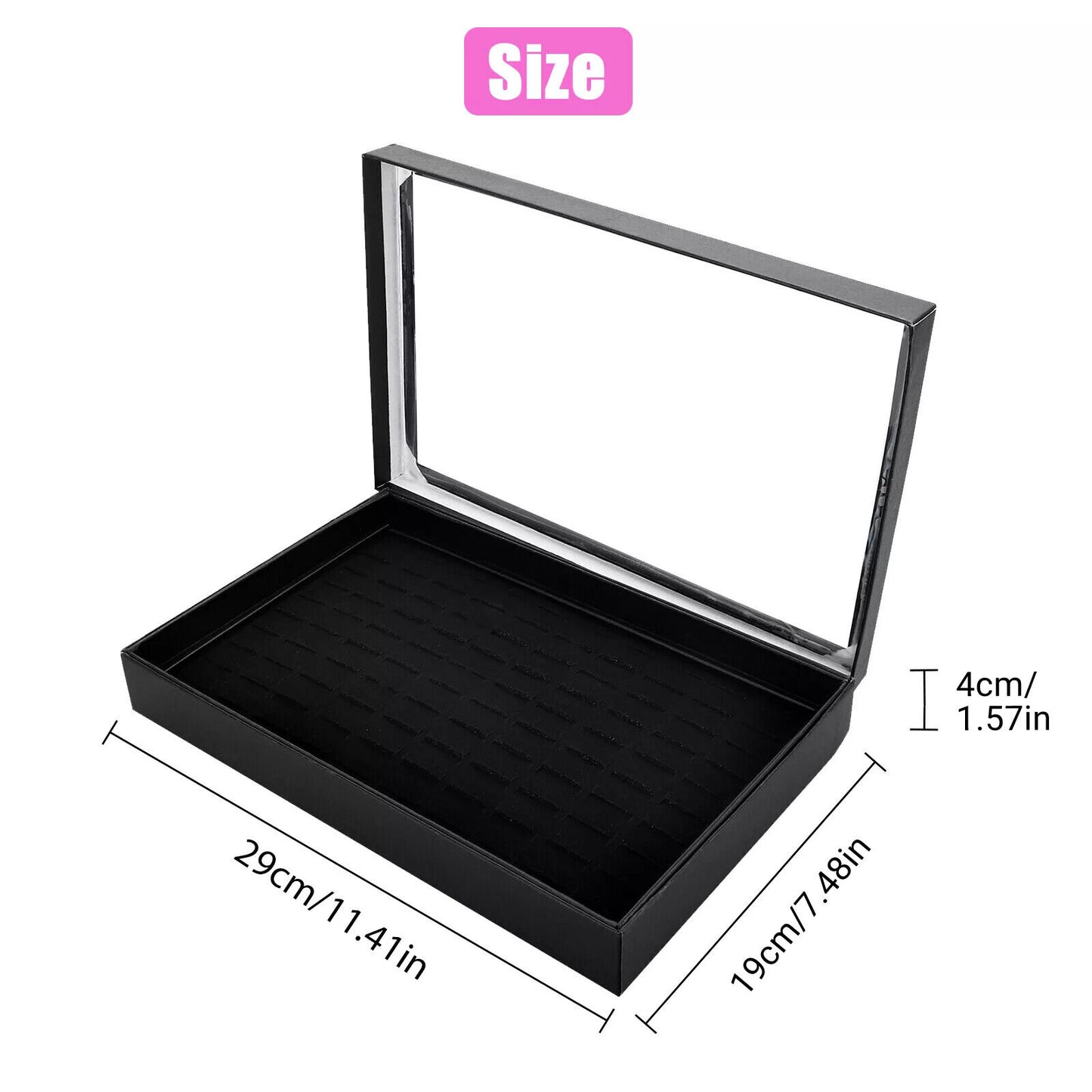 100 Slots Jewelry Ring Display Organizer Tray Holder Earrings Storage Boxes Case