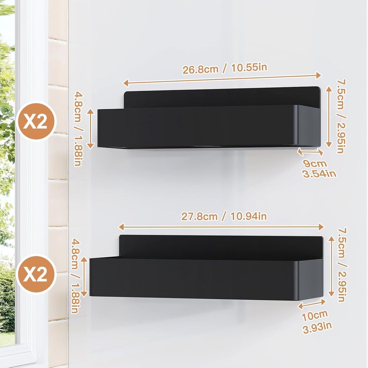 4-Pack Magnetic Spice Rack – Space-Saving Storage Shelf for Fridge, Oven or Wall | Aesthetic Pantry & Organization Small Kitchen Hack